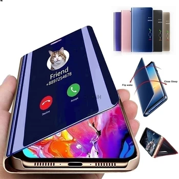 Умен Огледален Флип калъф за Samsung Galaxy Note 10 Плюс калъф За Galaxy S20 S10 9, A10 A20 E, A30 A50, A6 J6 2018, обвивка