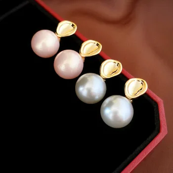 Френски ретро-нишевый геометричен перла, сребърна игла 925 проба, минималистичные висококачествени темпераментни обеци за жени, бижута.