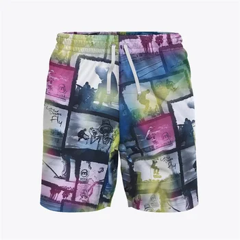 Хавайски мъжки детски шорти с писмото 3D принтом, плажни шорти, Ежедневни модни бързо съхнещи бански, Къси панталони, шорти Cool Ice,: Seo
