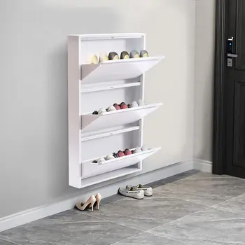 Шкаф за обувки с 3 чекмеджета, шкаф за съхранение в коридора, Сгъваеми кутии, Скрита стойка, Стенни Модерна проста мебели за дома, обувные стелажи